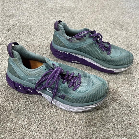 Women's Hoka One One Arahi 2 Size 6.5B Seafoam Green And Purple Gym Trainers‎ - Picture 3 of 10
